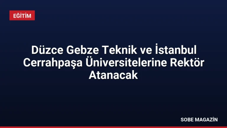 Düzce Gebze Teknik ve İstanbul Cerrahpaşa Üniversitelerine Rektör Atanacak