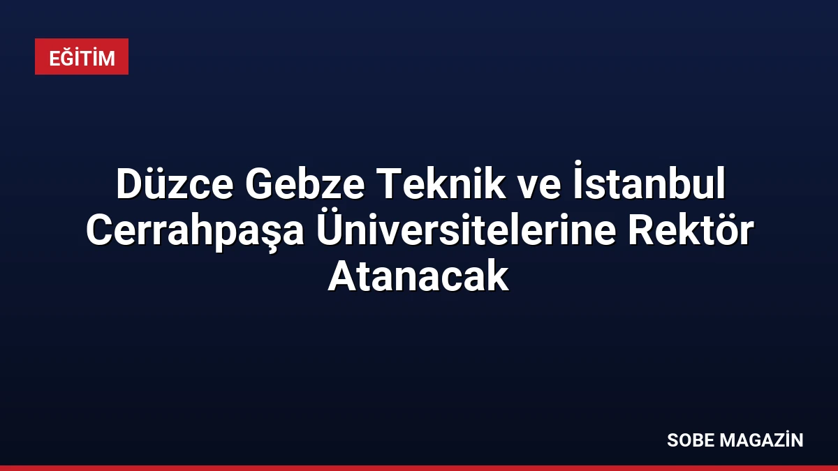 Düzce Gebze Teknik ve İstanbul Cerrahpaşa Üniversitelerine Rektör Atanacak