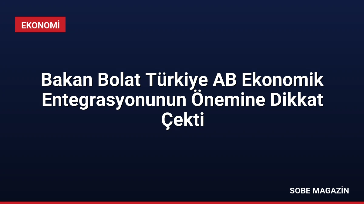 Bakan Bolat Türkiye AB Ekonomik Entegrasyonunun Önemine Dikkat Çekti