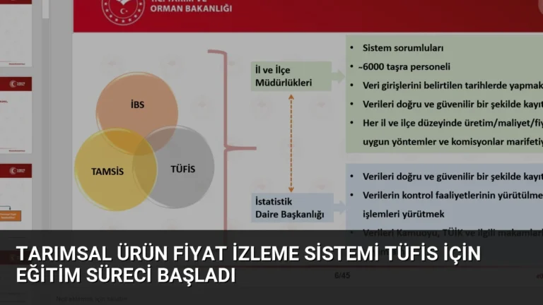 Tarımsal Ürün Fiyat İzleme Sistemi TÜFİS İçin Eğitim Süreci Başladı