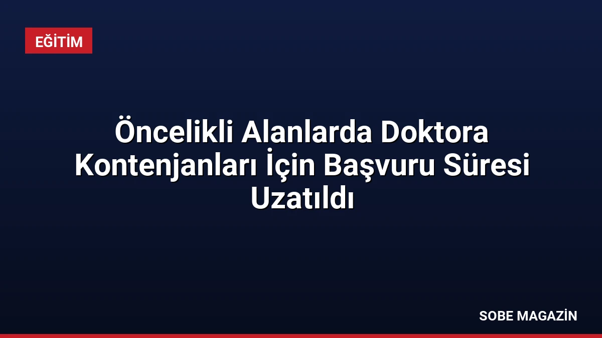 Öncelikli Alanlarda Doktora Kontenjanları İçin Başvuru Süresi Uzatıldı