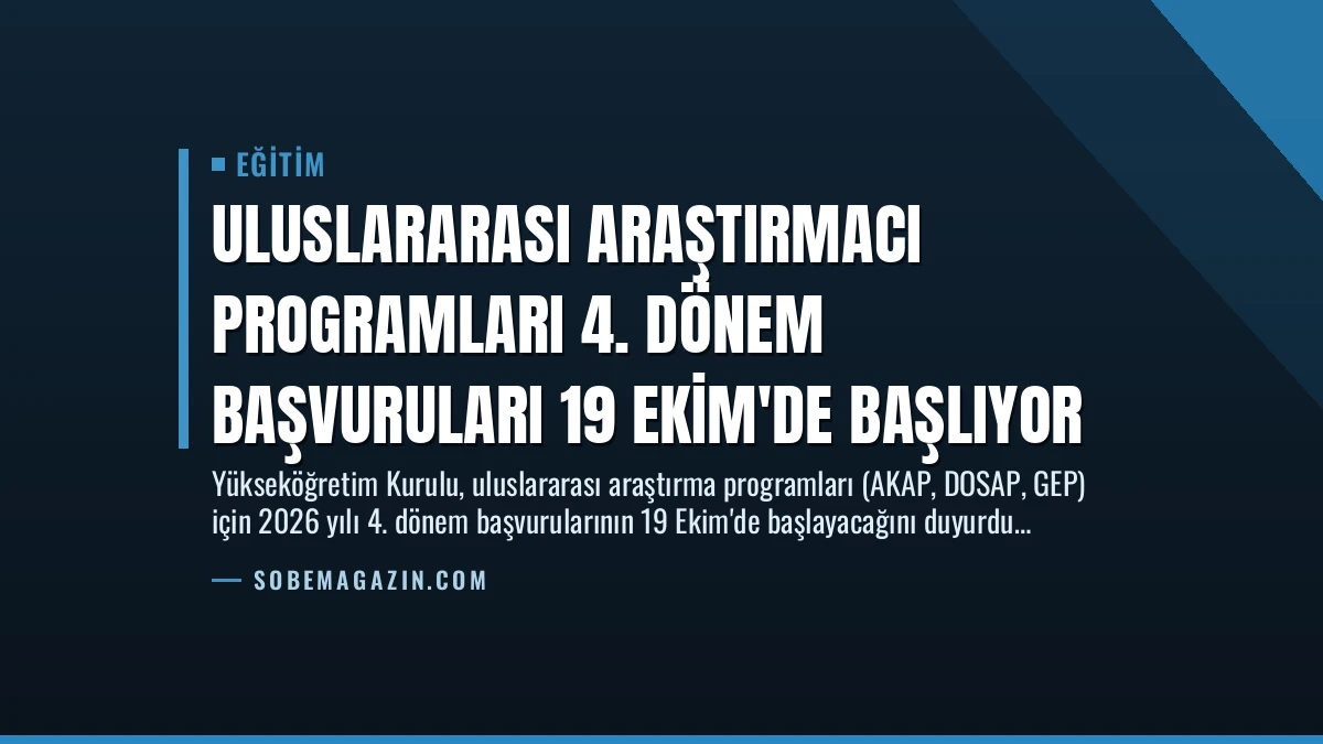 Uluslararası Araştırmacı Programları 4. Dönem Başvuruları 19 Ekim’de Başlıyor
